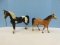 Vintage Breyer Western Pinto Horse Model & Brown Horse w/Black Mane & Tail