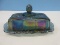 Colony Blue Carnival Pressed Glass Harvest Pattern 2pc 1/4Lb Covered Butter Dish 8