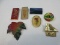 Lot Misc Studio Art Glass Colorful Pendant/Brooch, 2 Rectangular/Oval Brooches Dried Flower