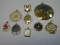 Jewelry Lot Pendant Camellia, Leaf, Mother of Pearl Pink Floral Spray, Signed Ken Kantra