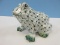 Andrea by Sadek Prince Charming Hand-Painted Porcelain Frog Figurine Green/White Fishnet
