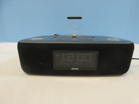 iHome iDL44 FM Clock Radio w/Lighting Dock & USB Port Power Cord