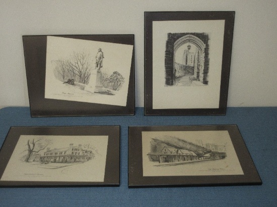 4 Framed Prints Old Railway Station, Victory Arch, Thayer Monument & Superintendent's