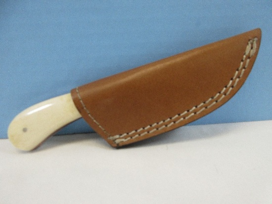 Chipaway Skinner White Smooth Bone Handle Full Tang Construction Leather Sheath- 6 1/2"