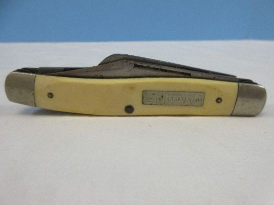Sears Craftsman Bowie Stock Knife USA 95045 3 Blade Folding Pocket Knife "Old-Time" Hand
