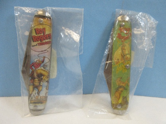 2 Famous American Singer & Actor Collectible Roy Rogers & Trigger Pocket Knives-NEW in Seal