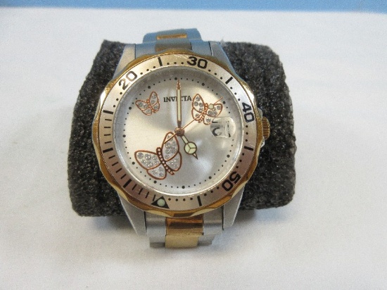 Invicta Angel Ladies Quartz Watch Model 12504 Bezel Rose Gold/Stainless Finish Rhinestone