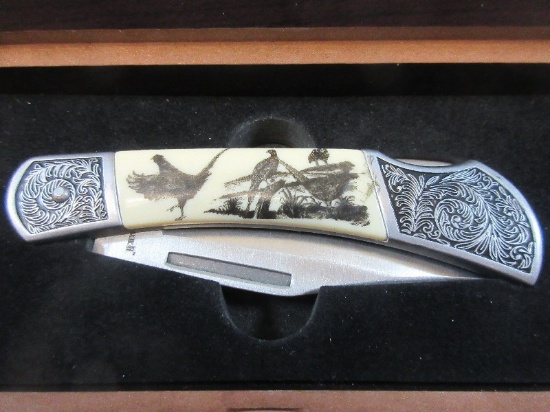 Collector's American Mint Pocket Knife Artist Falkner American Wildlife Series Pheasants