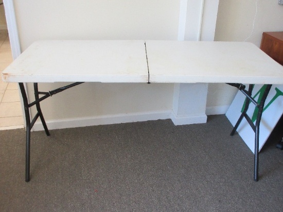 Lifetime Folding Table Fold-In-Half Design for Portability and Storage 5 Ft w/ Carry Handle