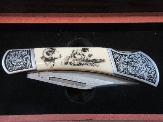 Collector's American Mint Pocket Knife Artist Falkner American Wildlife Series Bighorn Sheep