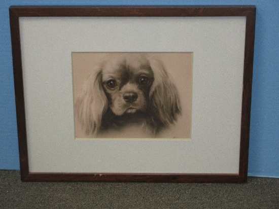 "Cavalier King Charles Spaniel" Giclee Artwork Artist Signed Alex Vald Ruby 2008 4 Yr in Frame