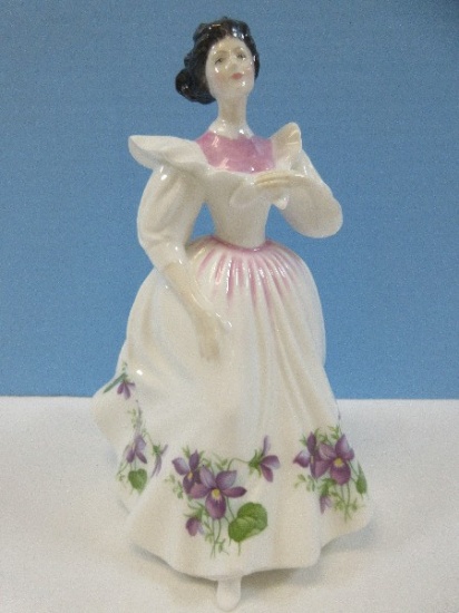 Collector's Royal Doulton Bone China "February" 8" Flower of The Month Lady Figurine Hand