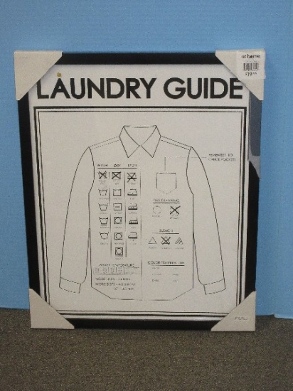 At Home Laundry Room Laundry Care Symbol Chart and Reminder Black Frame New Retail: