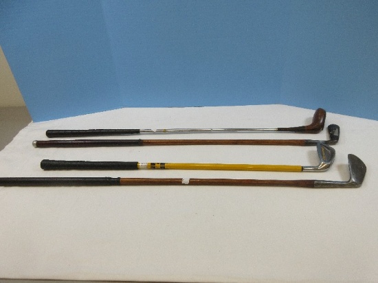 4 Golf Clubs 2 Wooden Shaff Hendry and Bishop LTD, Edinburgh "Cardinal"/Tem Hughes