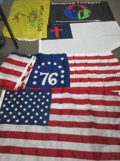 Flags 2 American Flags Nylon 4' x 6' / 5' x 3' Bicentennial '76 Polyester Christian Flag, Spartan