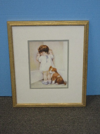Titled "In Disgrace" Attributed to Bessie Pease Gutmann Adorable Framed Print Sentimental