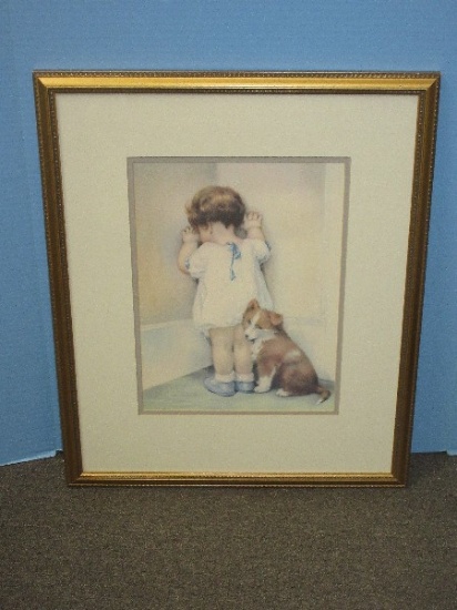 Titled "In Disgrace" Attributed to Bessie Pease Gutmann Adorable Framed Print Sentimental