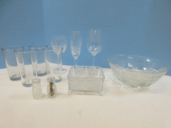Lot Crystal/Glassware 2 Signed Gorham Lady Anne 7 5/8" All Purpose Water Goblet/8 5/8" Fluted
