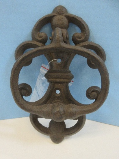 Southern Living Cast Iron St. Charles Door Knocker Scroll Work Design-NIB Antique Patina