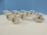 12pcs Nikko Tableware Blue Peony Pattern Blossom Time Design w/Blue Dots 3 3/8