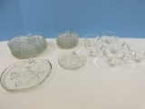 18pcs Orchard Clear Depression Glass Apple Pattern AKA Apple Blossom Pattern Stem Apple