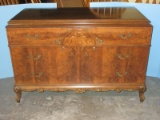 Refined Antique French Louis XV Style Flame Grain Mahogany Dresser 3 Dovetail Drawers w/
