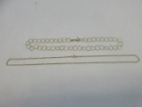 Lot 925 Italy Sterling Gold Overlay Interlocking Rings Design Necklace, 14K Gold Rope Chain