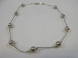 Jordan Sterling Choker Necklace w/ Bead Accents Wgt. 7.33 G +/-