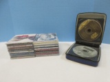 25 Plus CD Compact Discs w/ CD Projects Hand Shell Storage Case John Denver, Beattles,