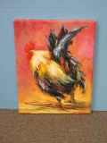 Acrylic Canvas Vibrant Palette Rooster Rustic Charmer Expressive Style Artist Signed 12