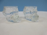 Unique Whimsical Pressed Glass Monkey Head Face Shot Glasses 2 1/4