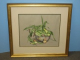 Still Life End of Summer Harvest Original Botanical Pastel Artwork Medium Signed Etta Young
