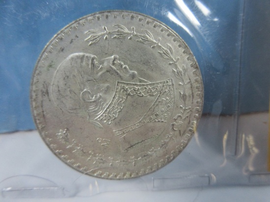 Old Mexican Silver Dollar 1958 Un Peso Coin