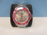Invicta Pro Diver Master of The Ocean Model NO. 23224 Rotating Pink Bezel Dial Silver Tone Date
