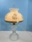 Vintage Pressed Glass Pedestal Converted Oil Lamp Panel Design w/Beautiful Wild Roses