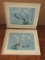 Phenomenal Pair Spring Eternal Mid-Century Modern Artwork Print Stylized Landscape w/
