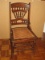 Splendid Antique Heavily Embellished Victorian Era Chair w/ Woven Cane Seat Slender