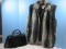 Groovy Retro Faux Fur Ladies Handbag Pocketbook w/ Duffel Outdoor Gray and Black Vest