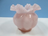 Collector Fenton Art Glass Rose Overlay 5 1/2
