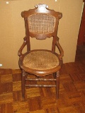 Antique Eastlake Victorian Walnut Chair w/Caning Back/Seat Double H Stretcher Decorative