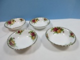 Set of 4 Royal Albert Bone China Old Country Roses Pattern 5 1/4