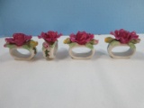Set of 4 Royal Albert Bone China Old Country Roses Pattern Napkin Rings