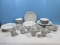 39pcs Salem China Co. Fine China Translucent Lace Band Pattern Dinnerware Plates, Bowls, Cups