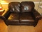 Lane Furniture Leather Refined Brown Classical Rolled Arm Loveseat w/Accent Pillows on
