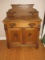 Beautiful Victorian Era Estate Walnut Antique Wash Stand Back Splash w/Dual Shelves, Ebony