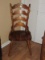 Knotty Pine Early American Style Ladder Back Chair w/Butter Mold Flower
