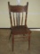 Early Oak Pressed Back Side Chair w/Ring Turned Spindle & Finial Accents
