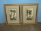 Pair European Rural Countryside Scene Watercolor Block Prints Artist Signed Roger Hebbelinck