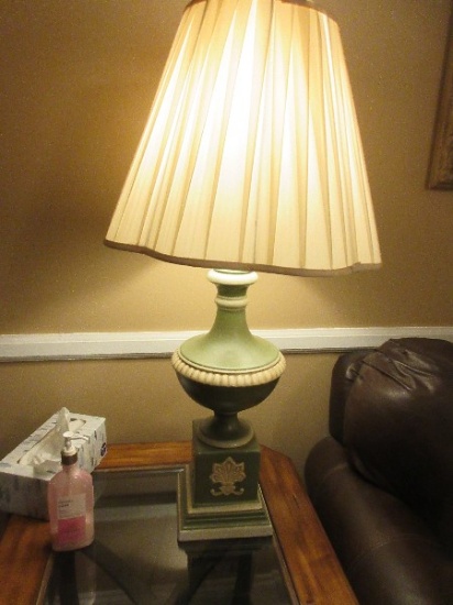 Fabulous Hollywood Regency Urn Form Table Lamp on Plinth Relief Design 2 Tone Finish- 35"