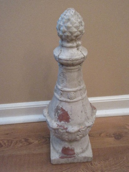 Ornamental Decorative 19" Terra Cotta Finial Relief Acanthus Leaves Base & Pineapple Design